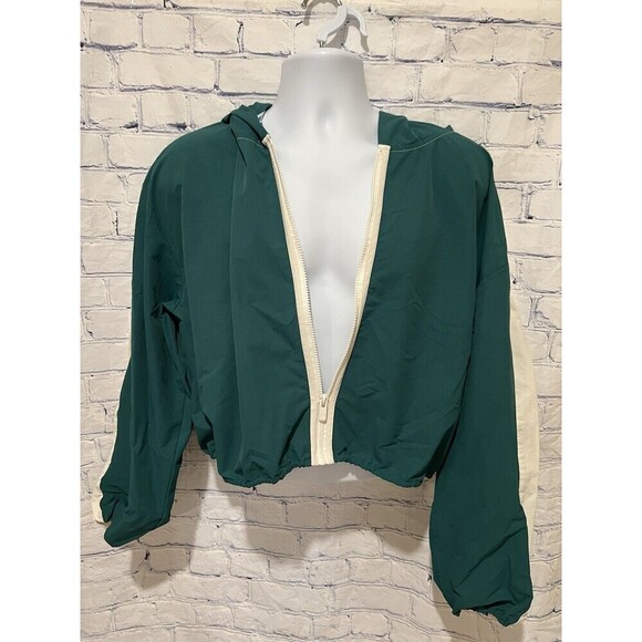 Prince Pickleball Jacket Windbreaker Hooded Cropped Women’s Size XXL Green - Picture 4 of 8
